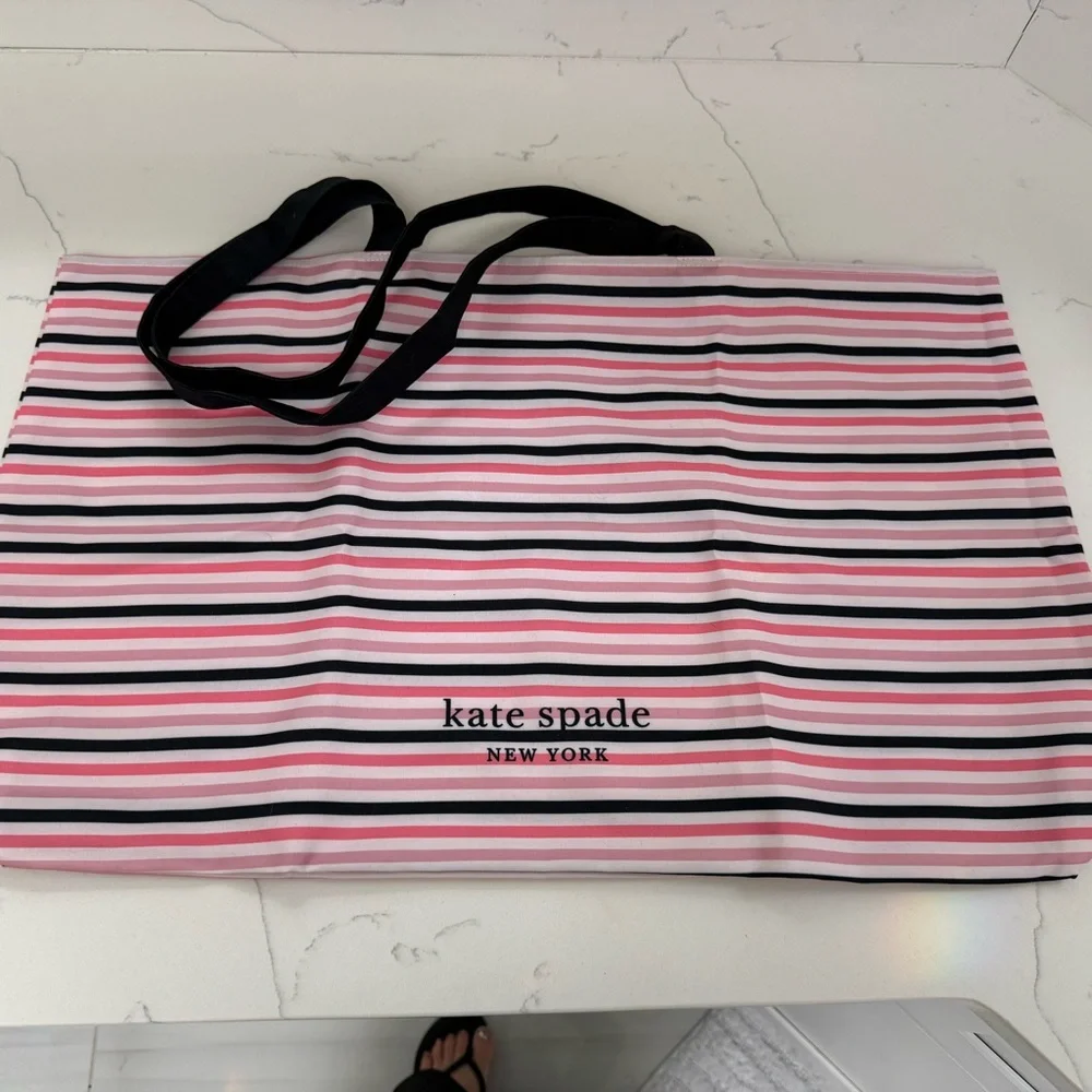 kate spade Black and Pink Striped Tote - Picture 1 of 2